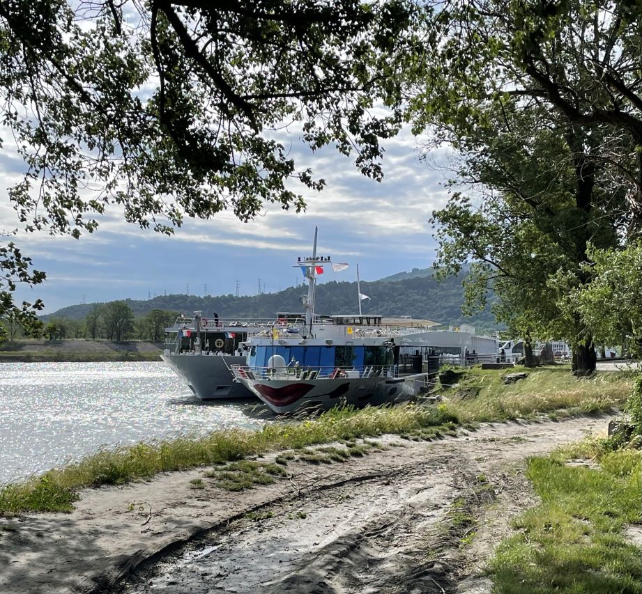 Flusskreuzfahrt auf der Rhone - 2 Flusskreuzfahrtschiffe zwei flusskreuzfahrtschiffe auf der rhone