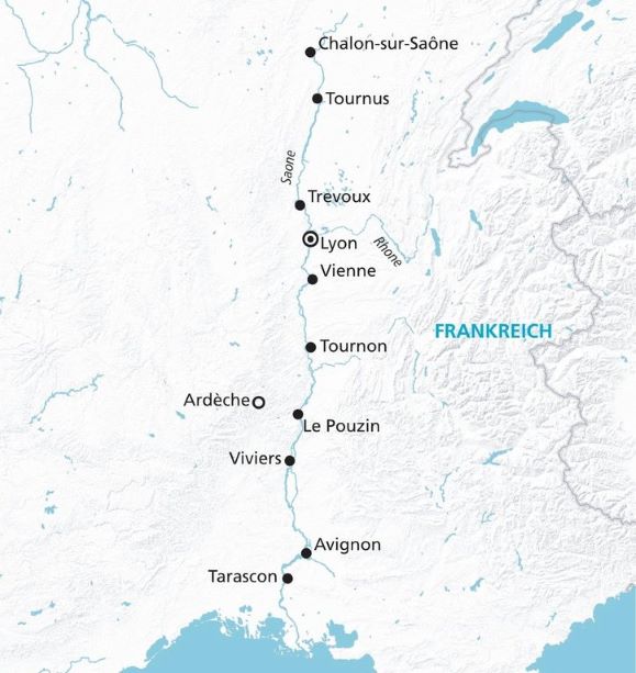 Flusskreuzfahrt Frankreich Rhone Routenkarte 2024 routenkarte flusskreuzfahrt rhone 2024
