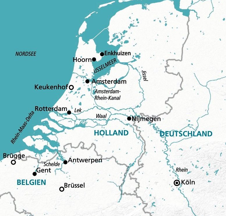 Flusskreuzfahrt Holland und Belgien Routenkarte 2025 Routenkarte 2025
